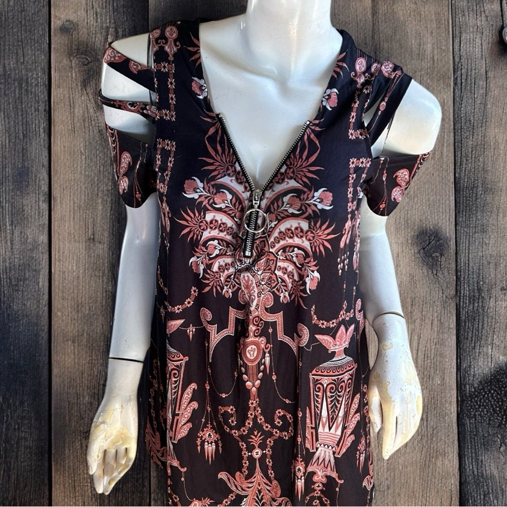 🤑10/$100 Aladdin Genie Lamp Black Orange Boho Chic Bohemian Top S